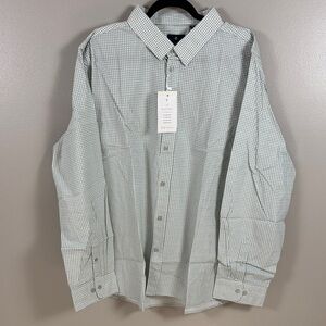 Vustra Men's Green & Ivory Geometric Long Sleeve Button Down Casual Shirt